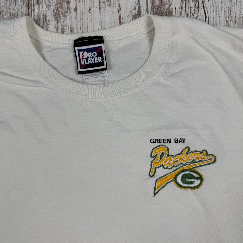 Vintage Pro Layer Green Bay Packers T-Shirt Mens XL White Embroidered Logo NFL